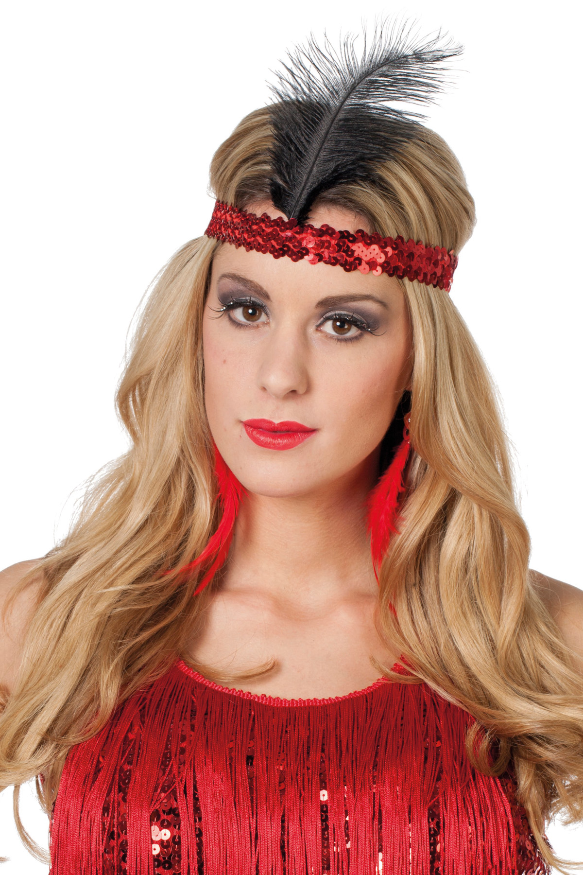 verkoop - attributen - Charleston hoofdband met pluim rood